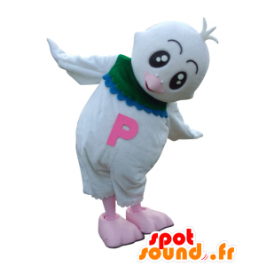 Hatoppi maskot. Mascot hvid fugl, meget sød - Spotsound maskot