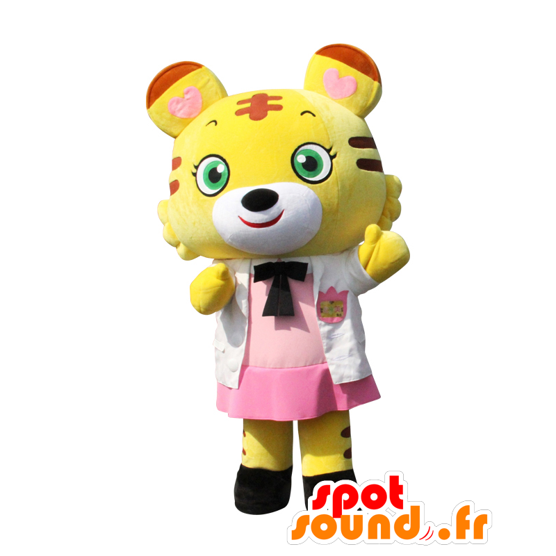 Mascot Torami leraar. Tiger mascotte gekleed in roze - MASFR28148 - Yuru-Chara Japanse Mascottes