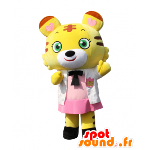 Mascot Torami leraar. Tiger mascotte gekleed in roze - MASFR28148 - Yuru-Chara Japanse Mascottes