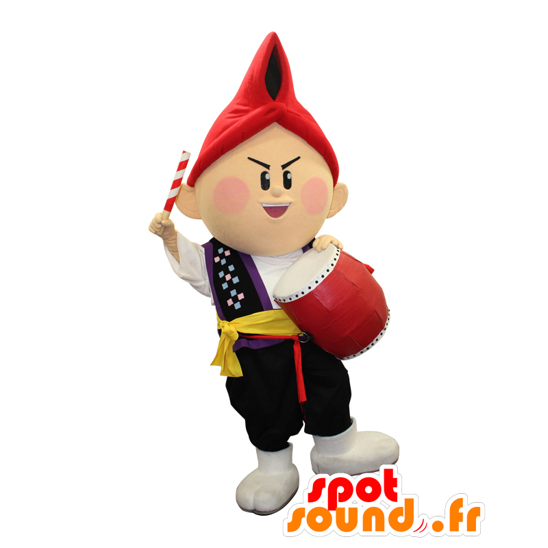 Μασκότ Apex Bow. Leprechaun μασκότ με ένα τύμπανο - Ιαπωνικές μασκότ Yuru-Chara - MASFR28153 - SpotSound.fr