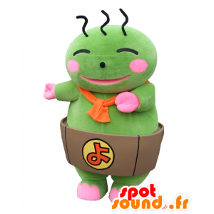 Mascota Yokapon. Hombre mascota verde en una cuenca - MASFR28157 - Yuru-Chara mascotas japonesas