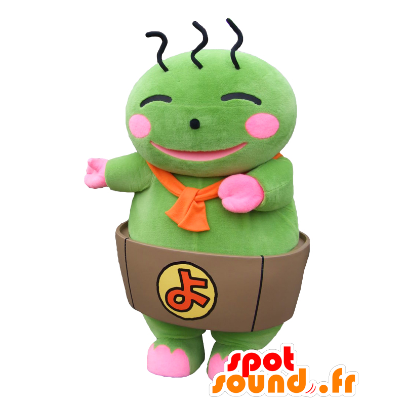 Mascota Yokapon. Hombre mascota verde en una cuenca - MASFR28157 - Yuru-Chara mascotas japonesas