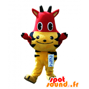 Utochan mascot. Mascotte half tiger, half-red cow - MASFR28163 - Yuru-Chara Japanese mascots