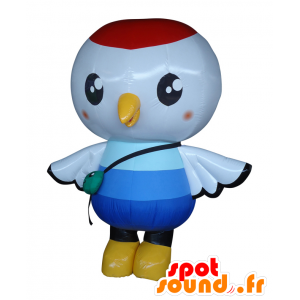 Mascot Tsurumaru. hvit fugl maskot, blå og rød - MASFR28166 - Yuru-Chara japanske Mascots