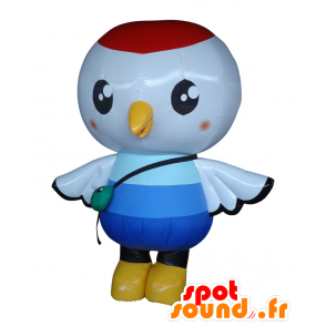 Tsurumaru mascotte. White Bird mascotte, blu e rosso - MASFR28166 - Yuru-Chara mascotte giapponese