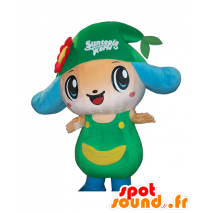 Mundo Mascot Suntopia. azul e verde mascote caráter - MASFR28167 - Yuru-Chara Mascotes japoneses