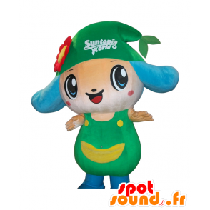 サントピアワールドのマスコット。青と緑のキャラクターマスコット-MASFR28167-日本のゆるキャラマスコット