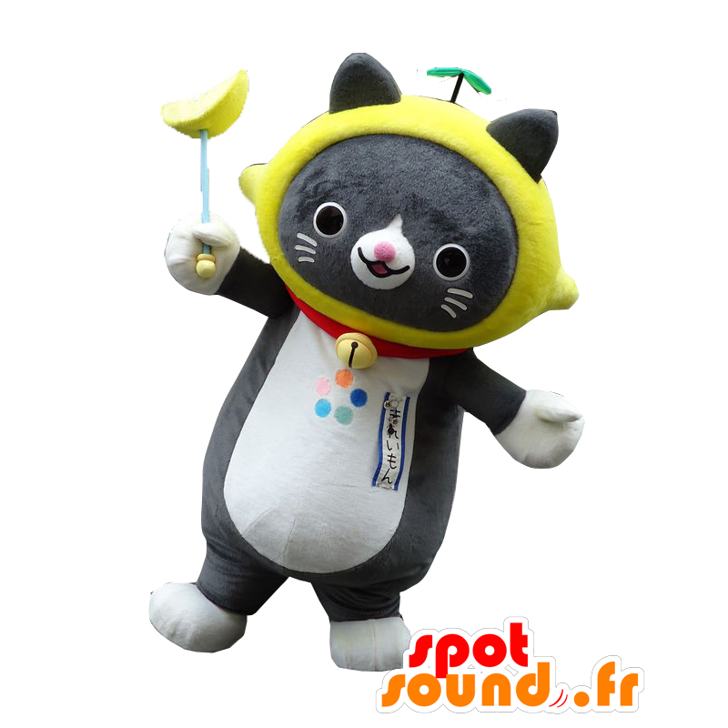Mascot Kireimon. Cat Mascot med en sitron på hodet - MASFR28172 - Yuru-Chara japanske Mascots