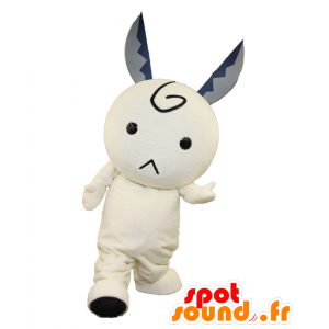 Mascot Hamomin. Valkoinen Lumiukko Mascot saksilla - MASFR28174 - Mascottes Yuru-Chara Japonaises