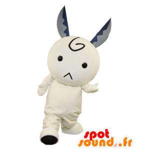 Mascotte de Hamomin. Mascotte de bonhomme blanc avec des ciseaux - MASFR28174 - Mascottes Yuru-Chara Japonaises