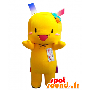 Mascotte de Oripy. Mascotte de bonhomme jaune très souriant - MASFR28176 - Mascottes Yuru-Chara Japonaises