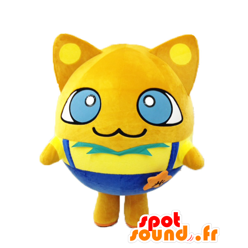 Mascot Komyotan. iso keltainen kissa maskotti, erittäin onnistunut - MASFR28178 - Mascottes Yuru-Chara Japonaises