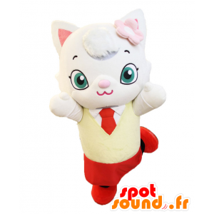 Manemi chan maskot. Meget smuk hvid kat maskot - Spotsound