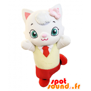 Maskotka Manemi chan. White Cat Mascot bardzo ładna - MASFR28179 - Yuru-Chara japońskie Maskotki
