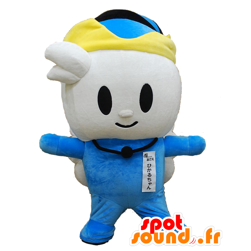 Mascot Hikaru-chan. La mascota alada muñeco de nieve azul y blanco - MASFR28181 - Yuru-Chara mascotas japonesas