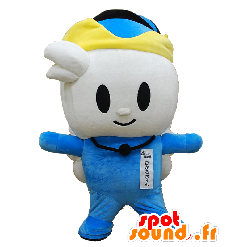 ひかるちゃんのマスコット。青と白の翼のある雪だるまのマスコット-MASFR28181-日本のゆるキャラのマスコット