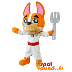 Μασκότ Gaburie. Πορτοκαλί Dog Mascot, ροζ και άσπρο - MASFR28182 - Yuru-Χαρά ιαπωνική Μασκότ