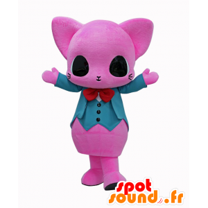 Mascot Shimani. tyylikäs vaaleanpunainen kissa maskotti - MASFR28184 - Mascottes Yuru-Chara Japonaises