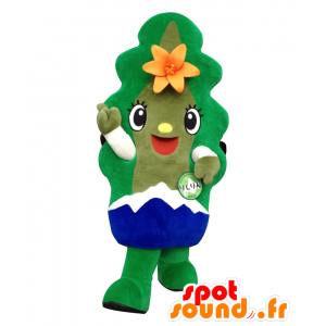 Mascot Rishirin. Mascotte groen blad met een berg - MASFR28186 - Yuru-Chara Japanse Mascottes