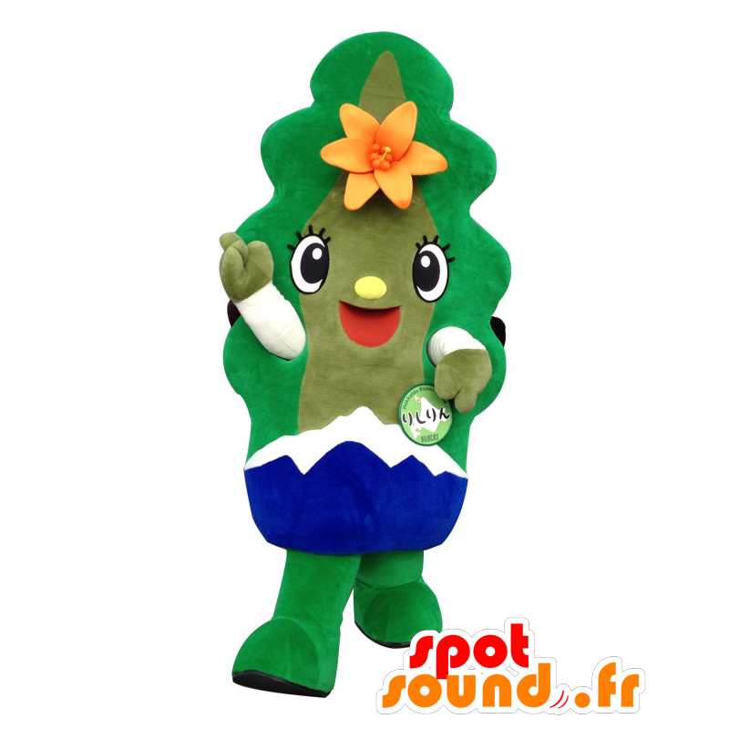 Mascot Rishirin. Mascot folha verde com uma montanha - MASFR28186 - Yuru-Chara Mascotes japoneses
