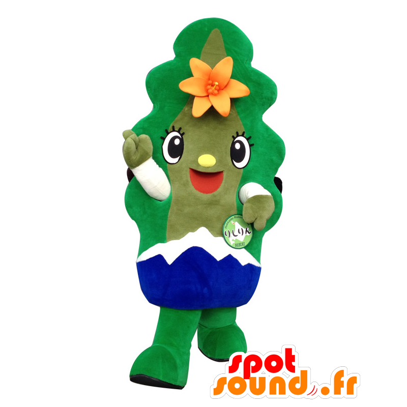 Mascotte Rishirin. Mascot foglia verde con una montagna - MASFR28186 - Yuru-Chara mascotte giapponese