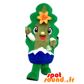 Mascot Rishirin. Mascotte groen blad met een berg - MASFR28186 - Yuru-Chara Japanse Mascottes