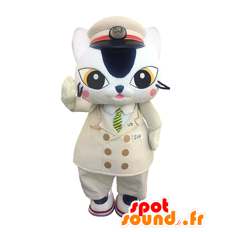 Mascotte de Mukona kun. Mascotte de chat pilote, de capitaine - MASFR28190 - Mascottes Yuru-Chara Japonaises