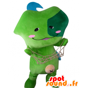 Mascot Heso-kun. groen en blauw sneeuwpop mascotte - MASFR28193 - Yuru-Chara Japanse Mascottes