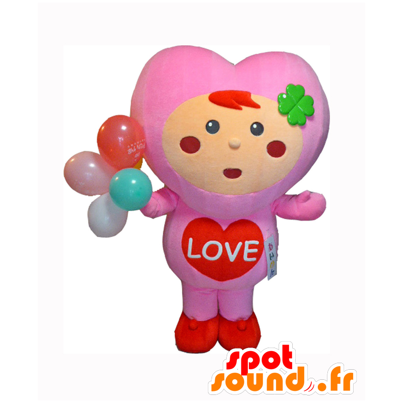 Ainon mascot. Character mascot shaped pink heart - MASFR28194 - Yuru-Chara Japanese mascots