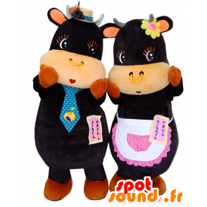 Maskoter av Imarin-momo chan och Imarin-momo kun. 2 svarta kor
