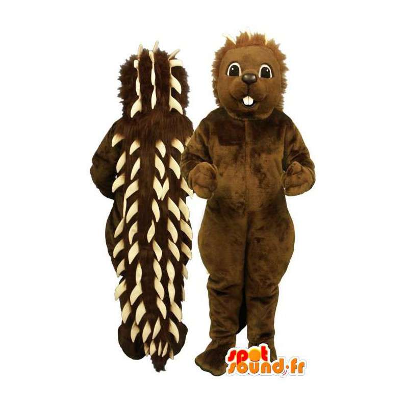 Mascotte marrone riccio con punte bianche - MASFR007162 - Mascotte Hedgehog