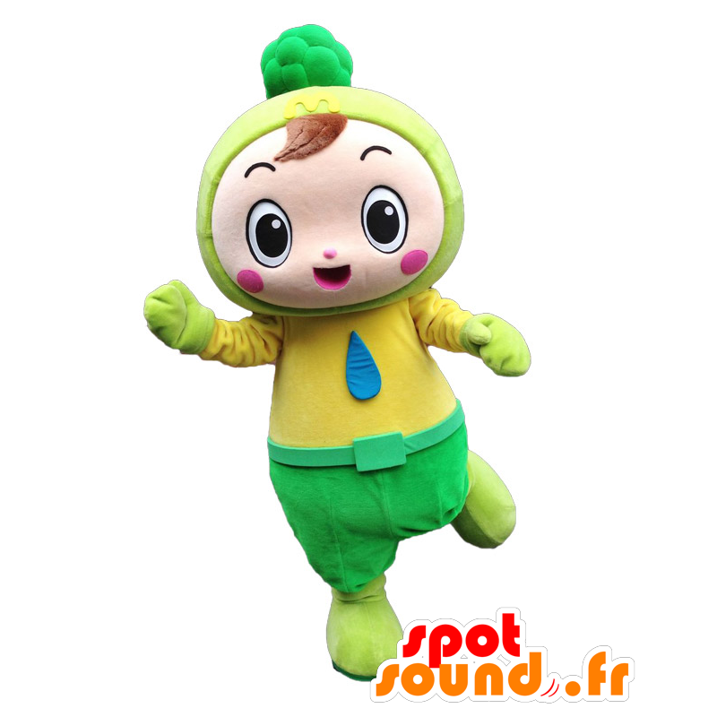 Mascot Mimo-kun. gul gutt Mascot med et grønt tre - MASFR28197 - Yuru-Chara japanske Mascots