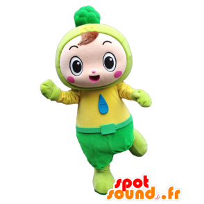 Maskot Mimo-kun. žlutá boy Maskot se zeleným stromem - MASFR28197 - Yuru-Chara japonské Maskoti