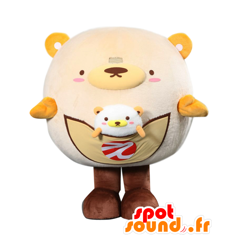 In-chan Maskottchen. Large Beige und Gelb Teddy Maskottchen - MASFR28199 - Yuru-Chara japanischen Maskottchen