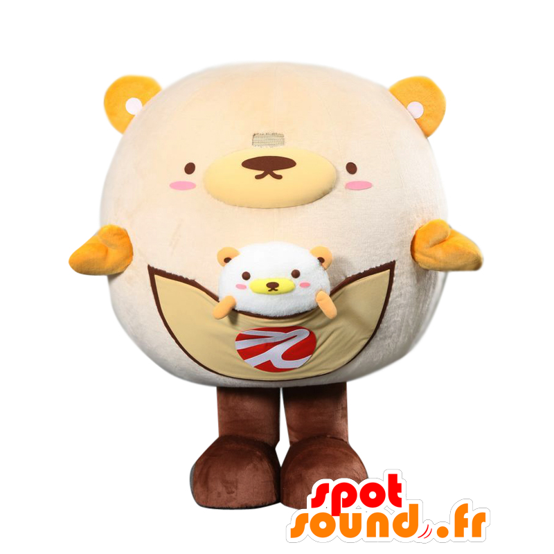 Mascotte de En-chan. Mascotte de gros nounours beige et jaune - MASFR28199 - Mascottes Yuru-Chara Japonaises