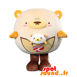 Mascotte de En-chan. Mascotte de gros nounours beige et jaune - MASFR28199 - Mascottes Yuru-Chara Japonaises