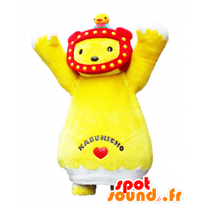 Kabukichan Maskottchen. Yellow teddy Maskottchen mit Kopfhörern - MASFR28205 - Yuru-Chara japanischen Maskottchen