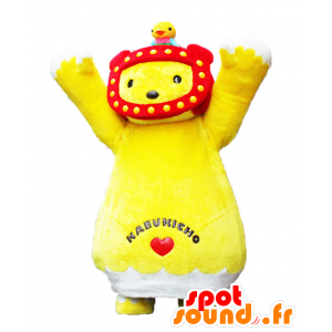 Kabukichan mascotte. Giallo mascotte orsacchiotto con le cuffie - MASFR28205 - Yuru-Chara mascotte giapponese