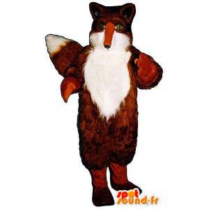 Mascote fox laranja e muito peludo branca - MASFR007163 - Fox Mascotes