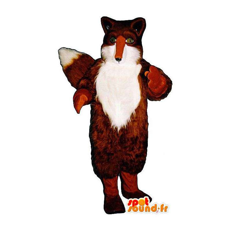 Mascote fox laranja e muito peludo branca - MASFR007163 - Fox Mascotes