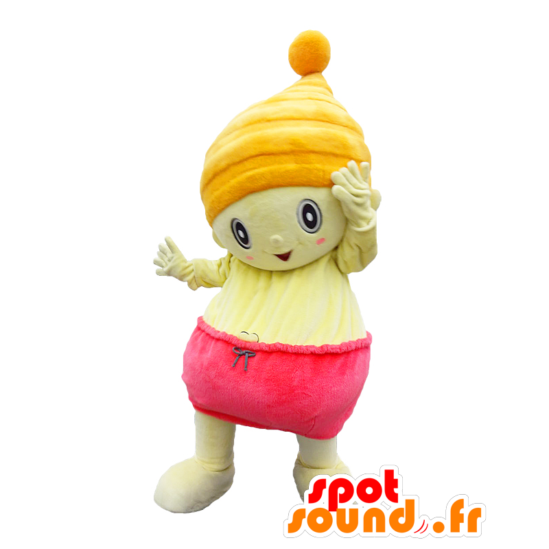 Mikkel mascotte. Piccolo bambino con una mascotte cofano - MASFR28209 - Yuru-Chara mascotte giapponese