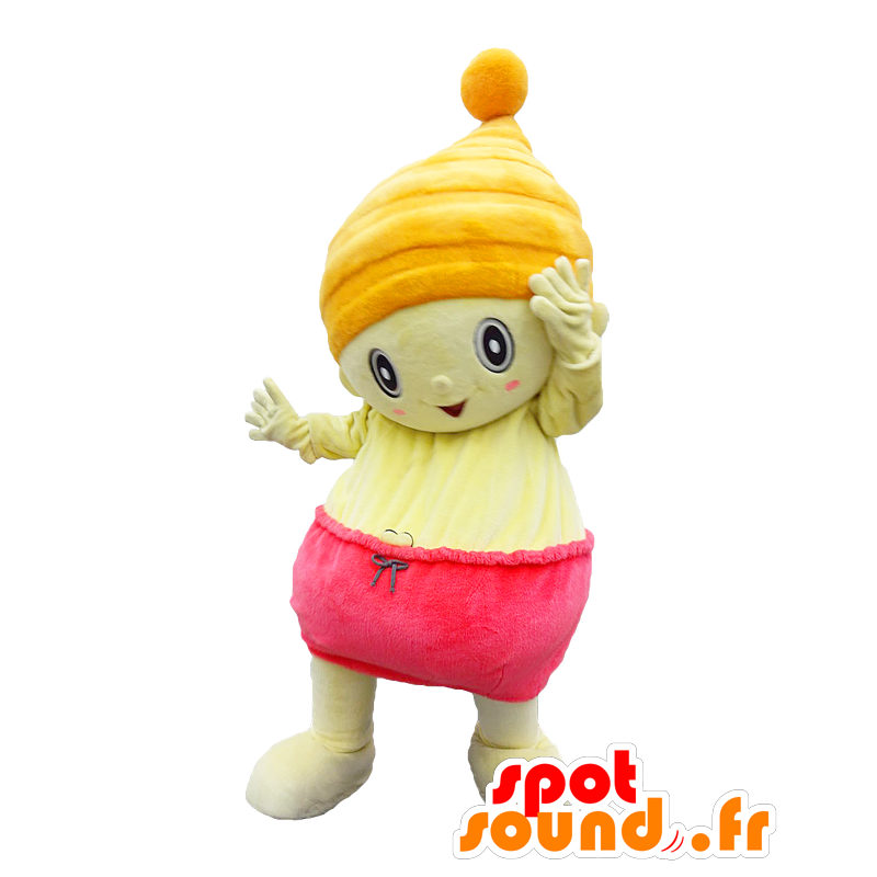 Maskottchen Mikkel. Kleines Kind mit einer Kühlerfigur - MASFR28209 - Yuru-Chara japanischen Maskottchen