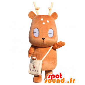 Mascota Narakichi. Mascota de los ciervos de Brown con los ojos cerrados - MASFR28212 - Yuru-Chara mascotas japonesas