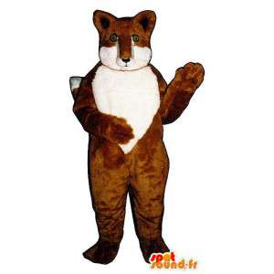 Castanho e branco raposa mascote. Costume Fox - MASFR007164 - Fox Mascotes