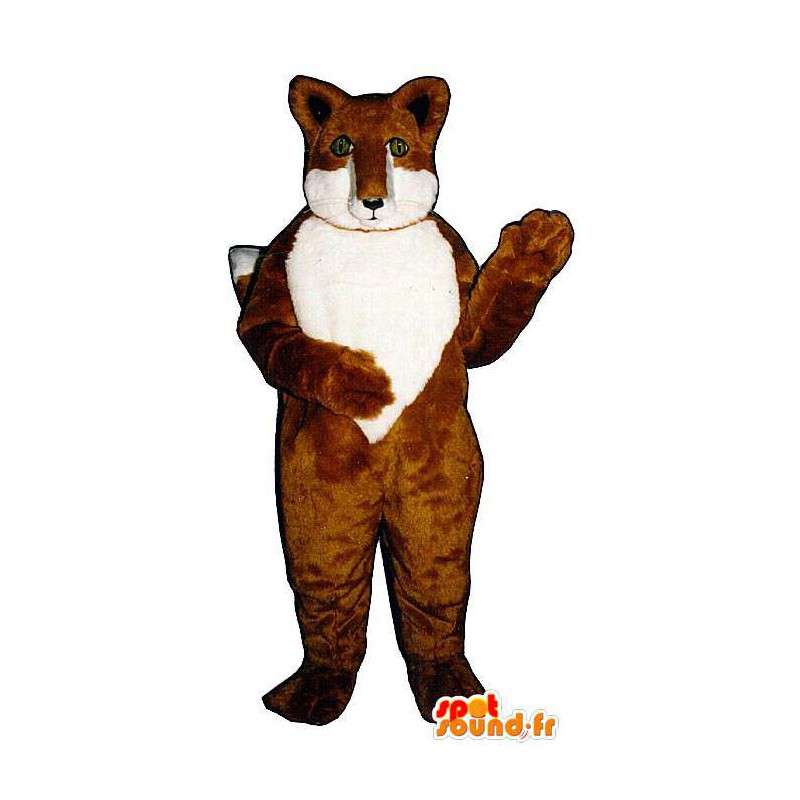 Castanho e branco raposa mascote. Costume Fox - MASFR007164 - Fox Mascotes