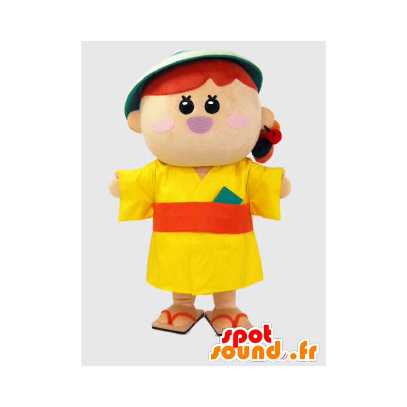 Tamahime-chan maskot. Flickamaskot med hatt - Spotsound maskot