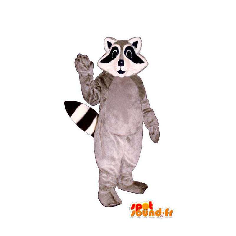Grå, sort og hvid vaskebjørn kostume - Spotsound maskot kostume