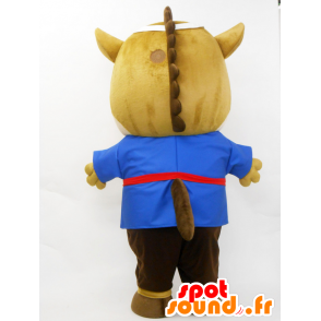 うままるマスコット。着物を着た茶色の馬のマスコット-MASFR28218-日本のゆるキャラのマスコット