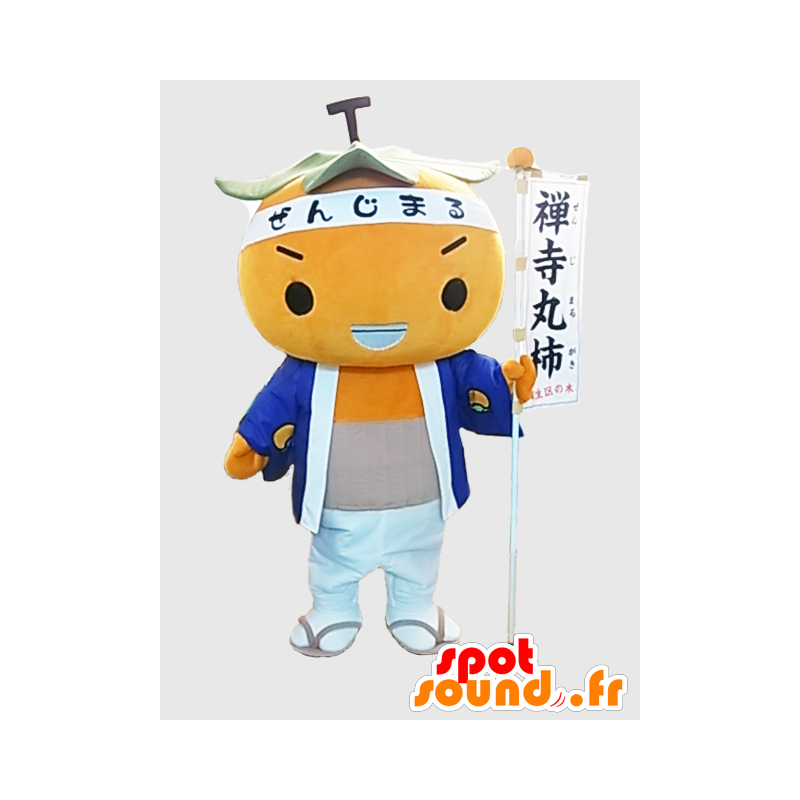 柿丸くんのマスコット。侍のマスコット、カーキ-MASFR28222-日本のゆるキャラのマスコット