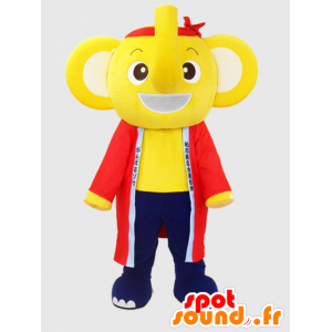 Kashiwa-chan maskot. Gul og blå elefant maskot - Spotsound